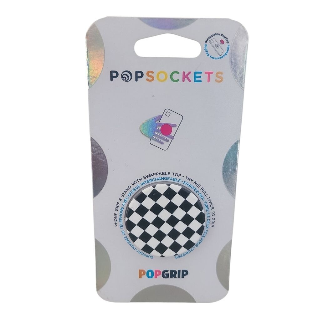 NEW popsocket checkerboard swappable top cell phone grip